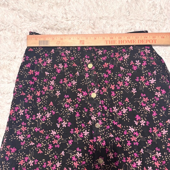 Draper James Black Floral Midi Skirt | Gold Button Detail | Size Medium fall - Picture 4 of 6